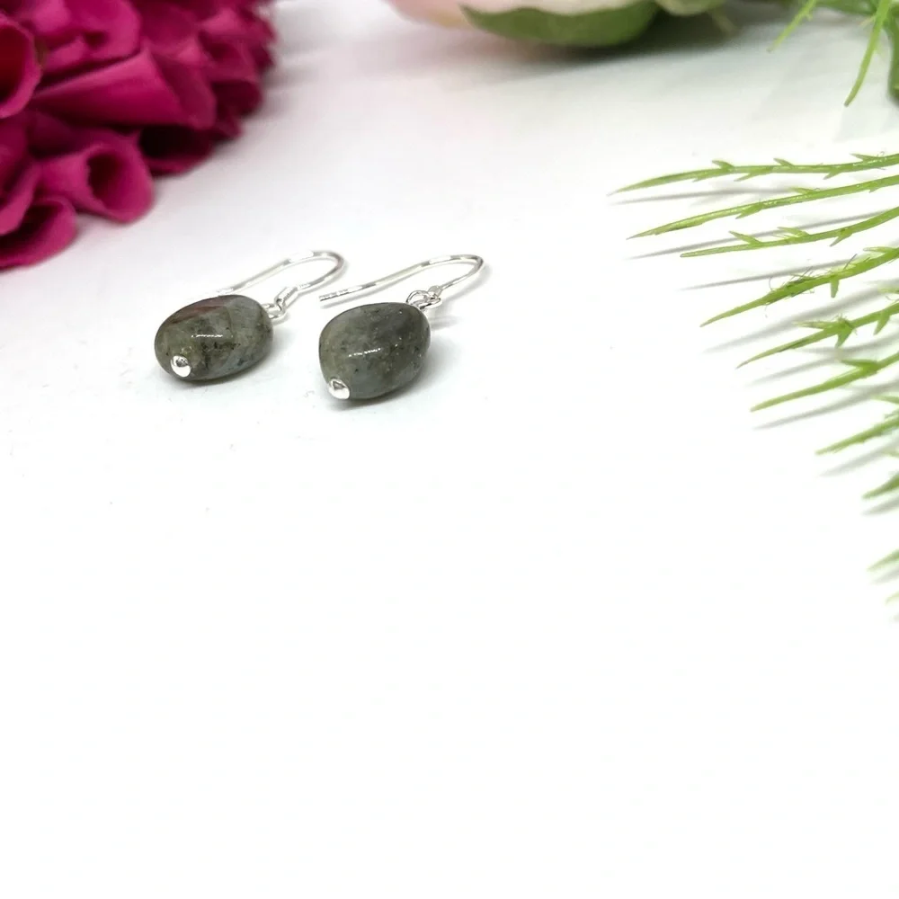 NEW⚜️925 Labradorite Gemstone Dangly Handmade Earrings
